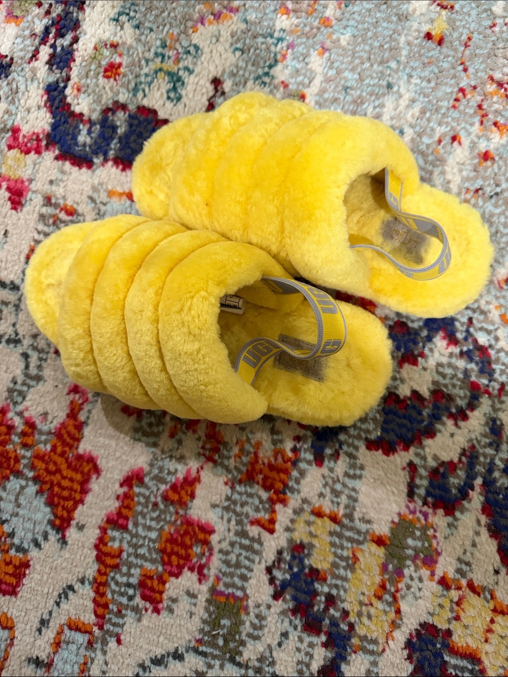Yellow Fuzzy Slide Slippers